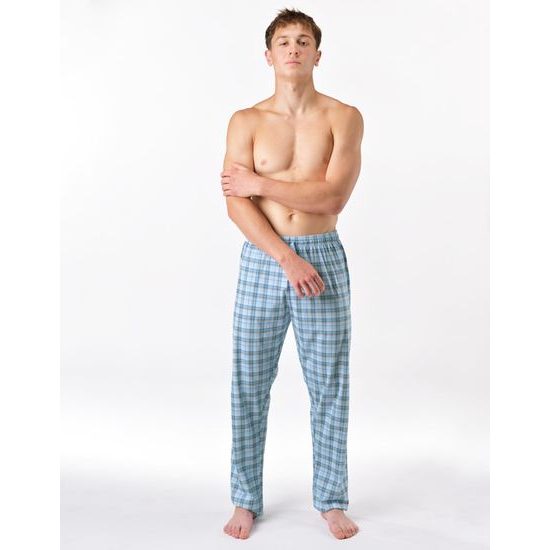 Pánské kalhoty dlouhé pyžamové, šité, klasické, s potiskem 79197 - pomnenková bílá