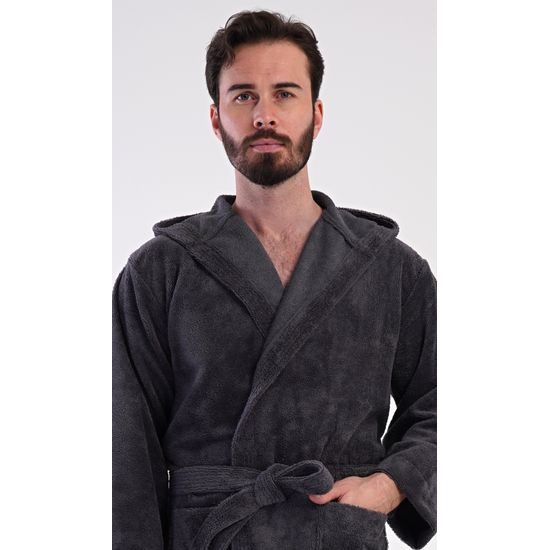 Pánský župan s kapucí Alex - antracitová