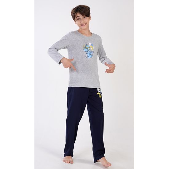 Dětské pyžamo dlouhé Dinosaurus - šedá