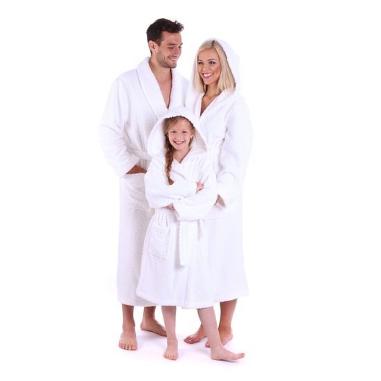 Unisex dlouhý župan se šálovým límcem ATHENA bílá