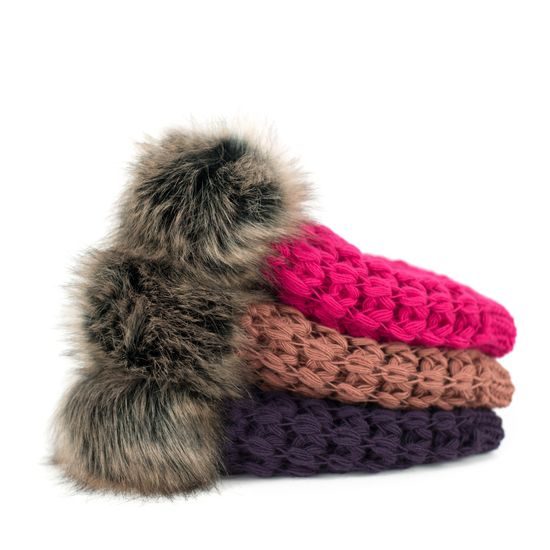 Set pletené čepice se šálou fialový