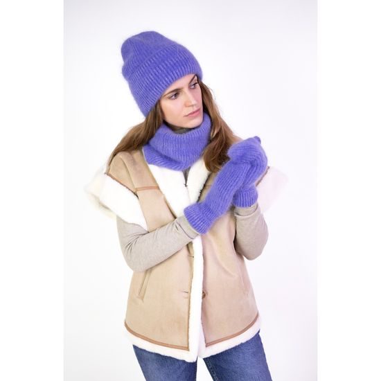 Čepice, nákrčník, palčáky -fialová