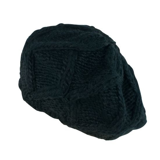 Pletený černý baret