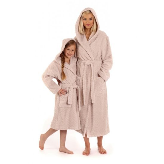 Unisex dlouhý župan s kapucí ATHENA světle oříšková