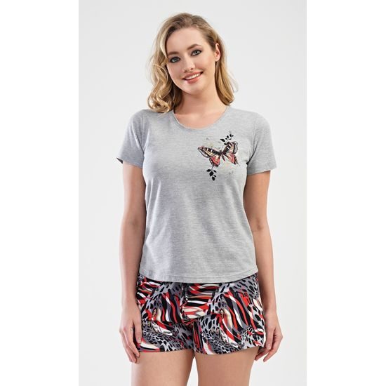 Dámské pyžamo šortky Motýli - šedá