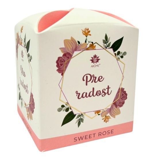 ARÔME Svíčka 90 g, ve skle a flower boxu, Pro radost, Sweet Rose