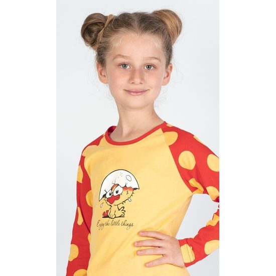 Dětské pyžamo dlouhé Kuře - žlutá