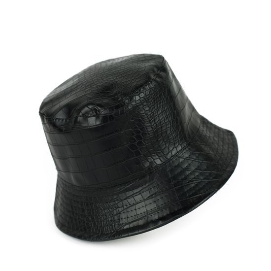 Stylový koženkový klobouk - černý