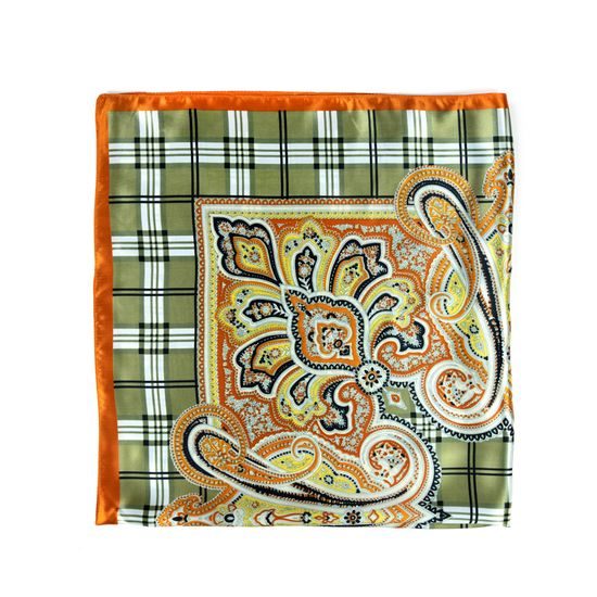 Klasický šátek s elegantními motivy - oranžový