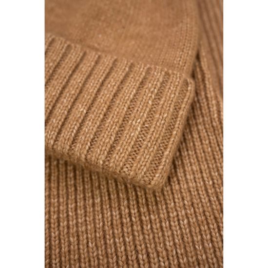 Čepice, rukavice, šála a bolero s rolákem - světlehnědý