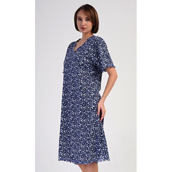 Dámská noční košile s krátkým rukávem Miriam - tmavě modrá