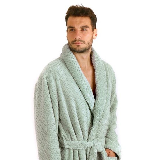 Unisex dlouhý župan se šálovým límcem ATHENA světle zelená