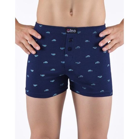 Dětské trenky volné chlapecké, šité, s potiskem - lékořice tm. tyrkysová