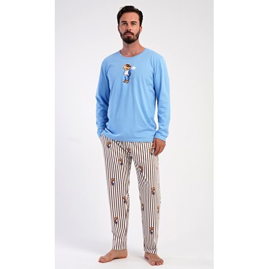 Pánské pyžamo dlouhé Bear - světle modrá