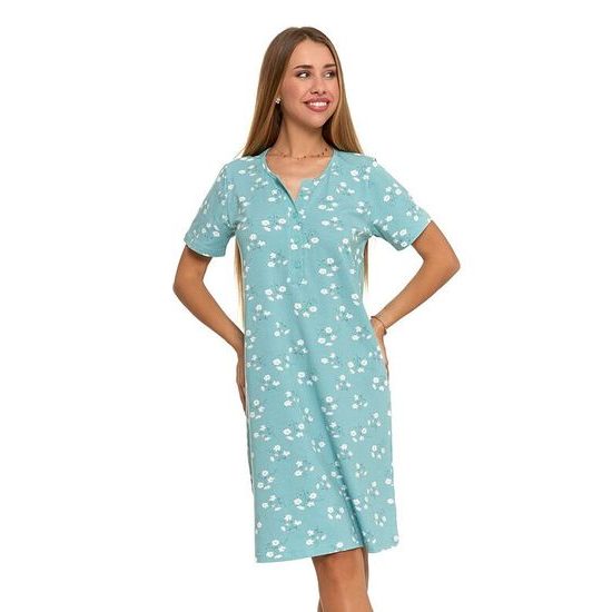 Noční košilka Natálie mátová s kytičkami