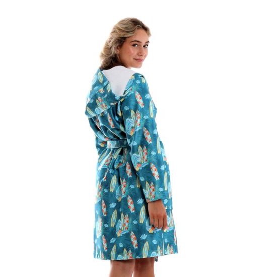 Dámský krátký župan s kapucí Oahu se vzorem Havaj