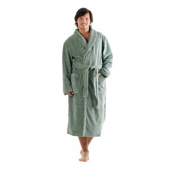 Unisex dlouhý savý župan se šálovým límcem TAMPA olivová