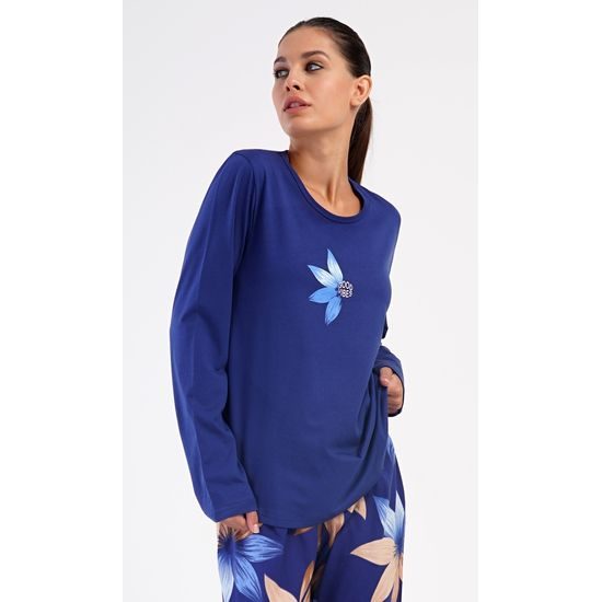 Dámské pyžamo dlouhé Sára - tmavě modrá