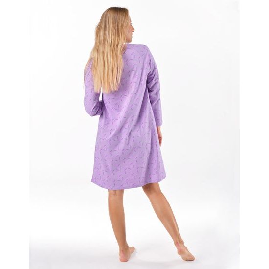Dámská košilka noční dlouhý rukáv, šité, s potiskem 19175 - sacharóza levandulová