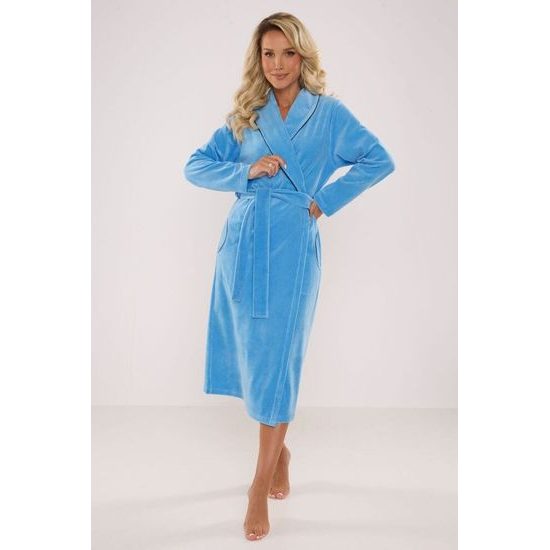 Dámský velurový župan Lydie modrý dlouhý