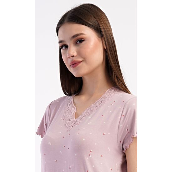 Dámská noční košile s krátkým rukávem Iris - starorůžová