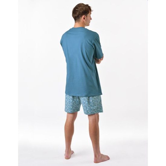 Pánské pyžamo krátké, šité, s potiskem 79190 - měsíc dunaj