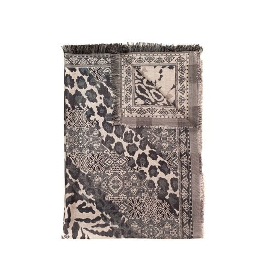 Šál se zvířecím vzorem - hnědý