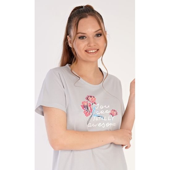 Dámská noční košile s krátkým rukávem Cassie - světle šedá