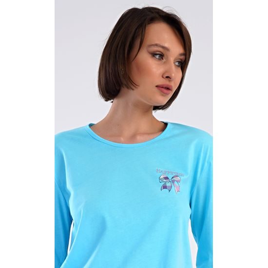 Dámské pyžamo dlouhé Happiness - tyrkysová