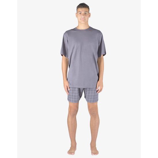 Pánské pyžamo krátké pánské, šité, s potiskem Pyžama 2023 79158P - šedá černá