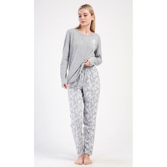 Dámské pyžamo dlouhé Peříčko - šedá
