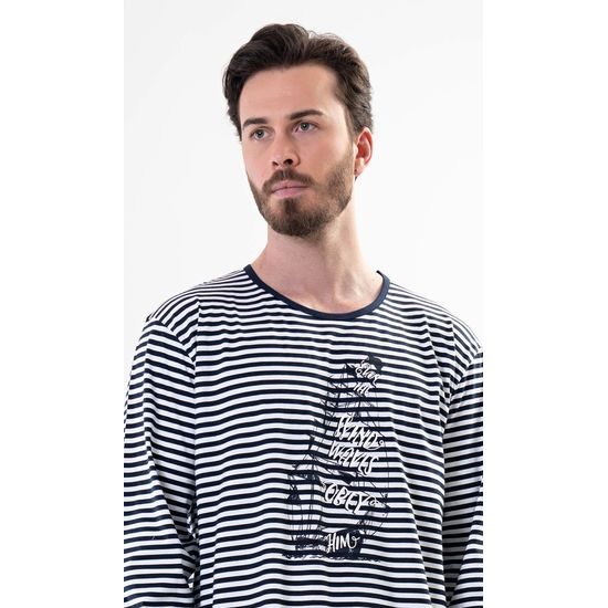 Pánská noční košile s dlouhým rukávem Plachetnice - tmavě modrá