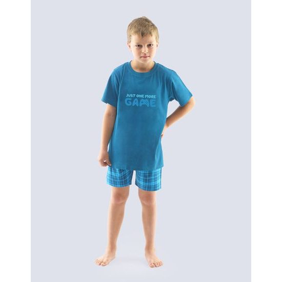 GINA dětské pyžamo krátké chlapecké, šité, s potiskem 69002P - petrolejová dunaj