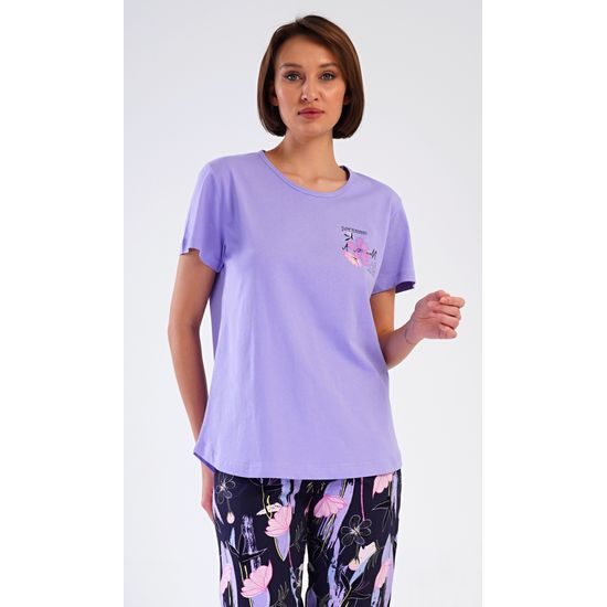 Dámské pyžamo kapri Flowers - fialová