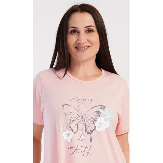 Dámské domácí šaty s krátkým rukávem Motýl - lososová