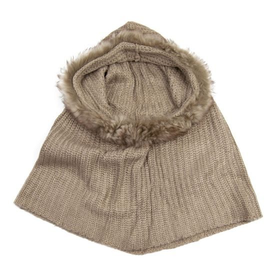 Zimní pleteninová pelerína s kapucí černá