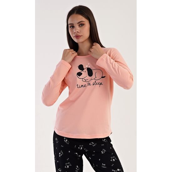 Dámské pyžamo dlouhé Let me sleep - meruňková