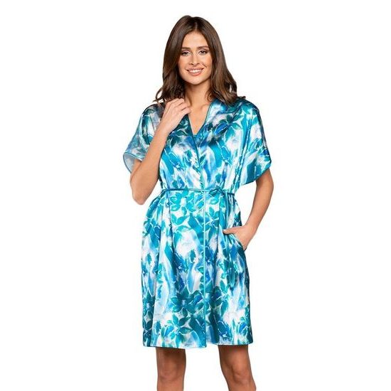 Dámský saténový župan Pacifik modrý