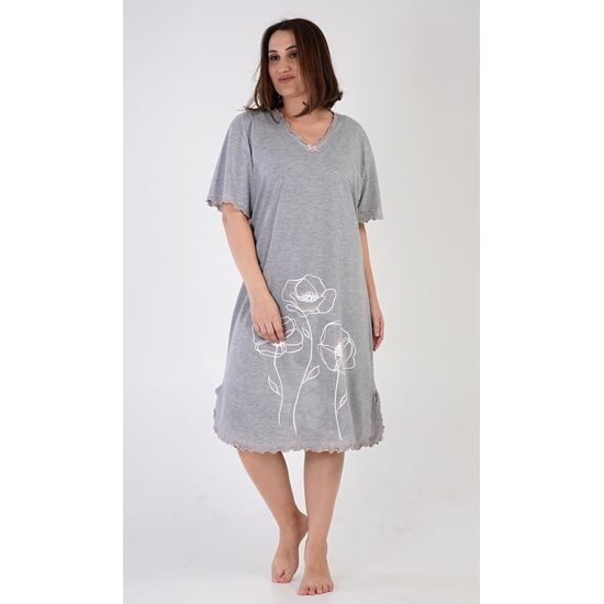 Dámská noční košile s krátkým rukávem Leona - šedá