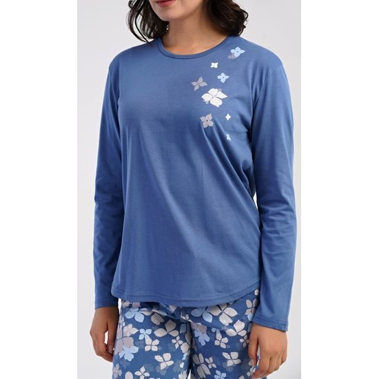 Dámské pyžamo dlouhé Joanne - modrošedá