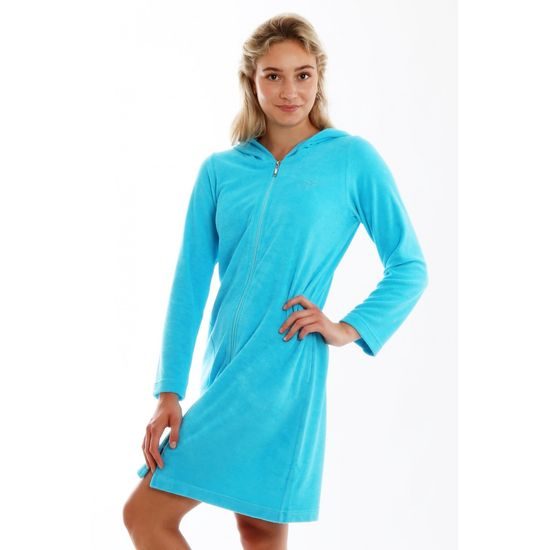 Dámský 3/4 župan s kapucí a dlouhým rukávem BARI Blue atoll