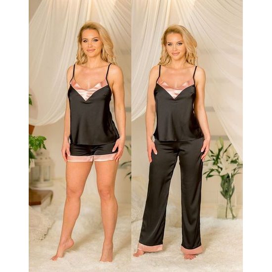 Třídílný saténový komplet Sula černý
