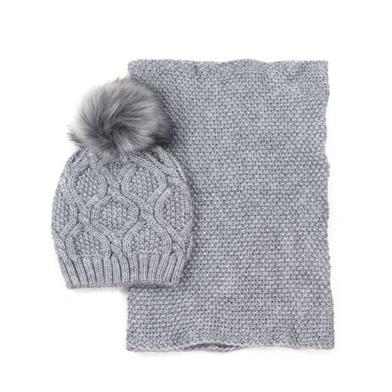 Sada zimní čepice a šály růžová