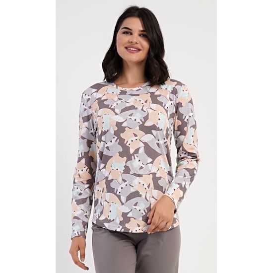 Dámské pyžamo dlouhé Kamarádi z lesa - šedá