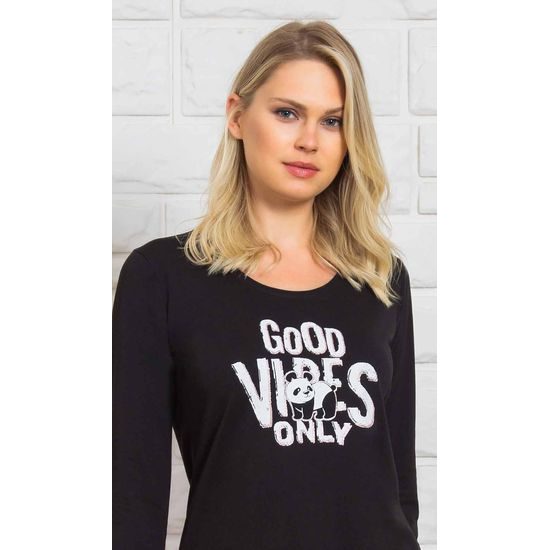 Dámské pyžamo dlouhé Good vibes - černá
