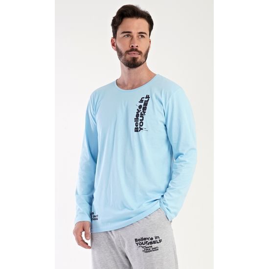 Pánské pyžamo dlouhé Henry - světle modrá