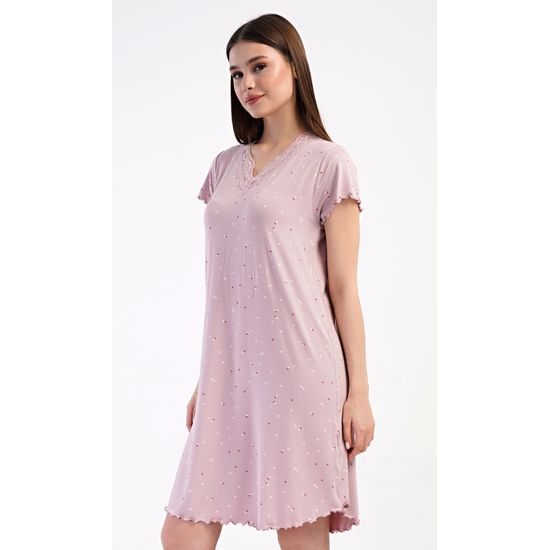 Dámská noční košile s krátkým rukávem Iris - starorůžová