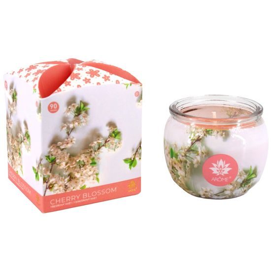 ARÔME Svíčka 90 g, ve skle a flower boxu, Cherry Blossom