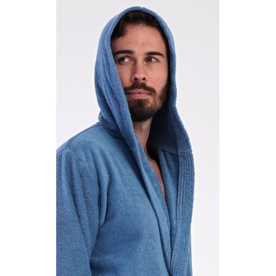 Pánský župan s kapucí Albert - modrošedá
