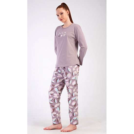 Dámské pyžamo dlouhé Karla - bílá káva